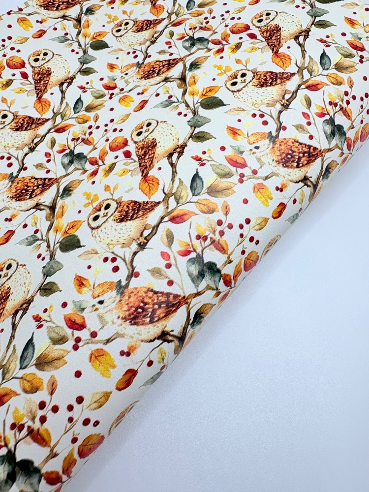 OWL - Autumn printed range - printed leatherette
