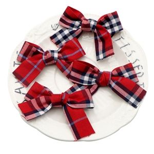 Tartan cloth hand tied ribbon Hair bow (no clip)