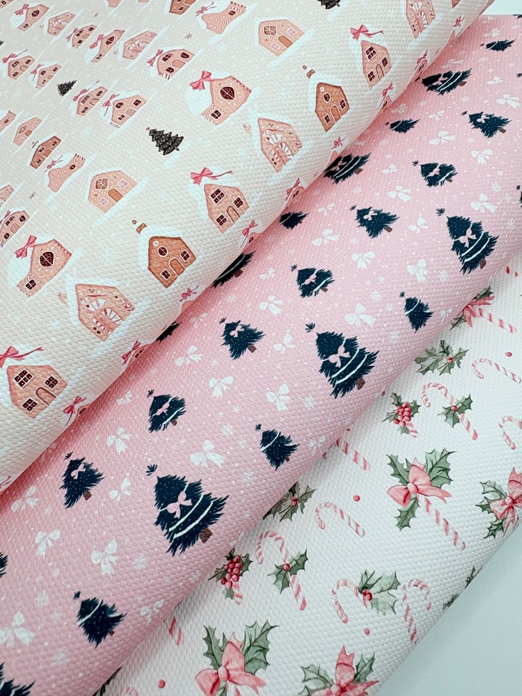 Christmas Pink dinky gingerbread house printed canvas fiver friday bundle