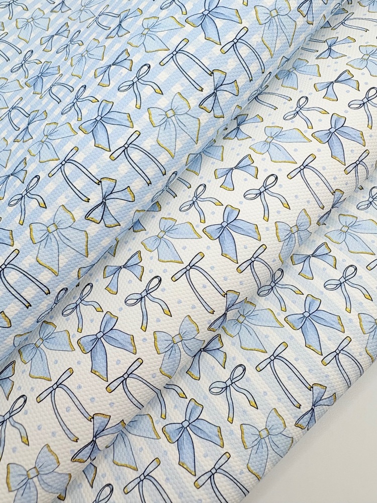 1356 - Blue Coquette bows patterns printed canvas sheet