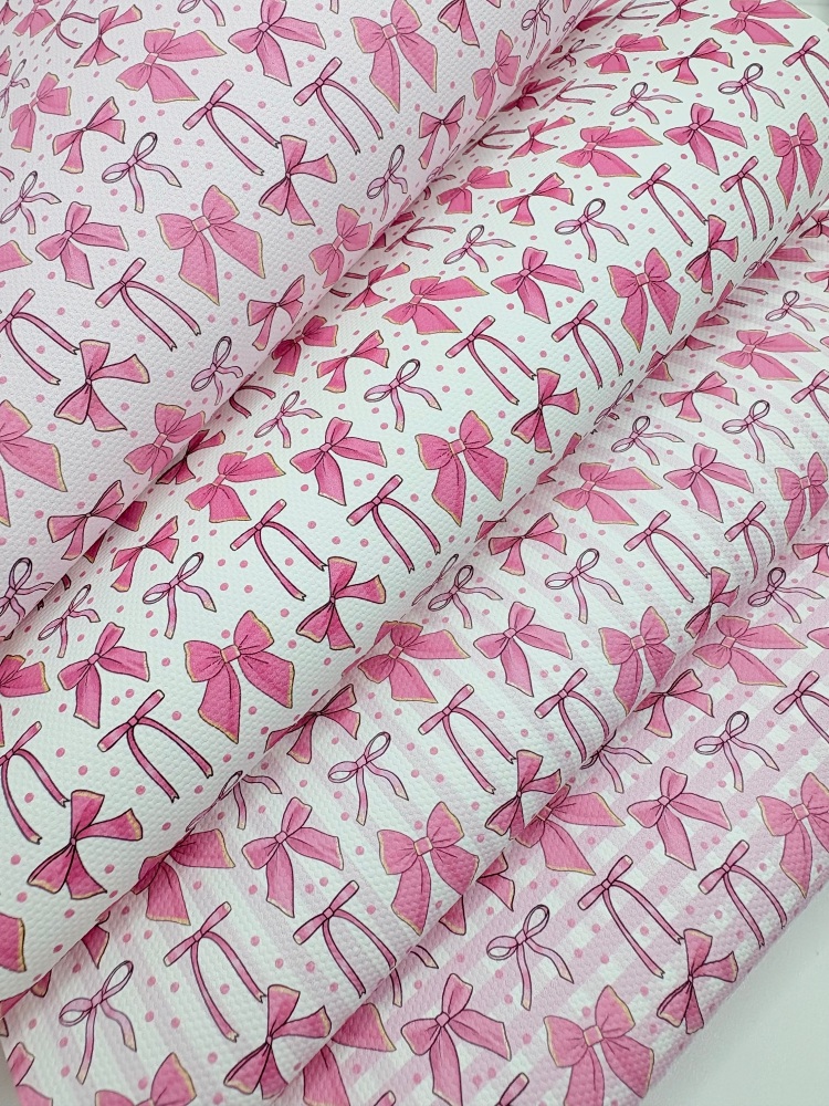 1356 - Pink Coquette bows patterns printed canvas sheet