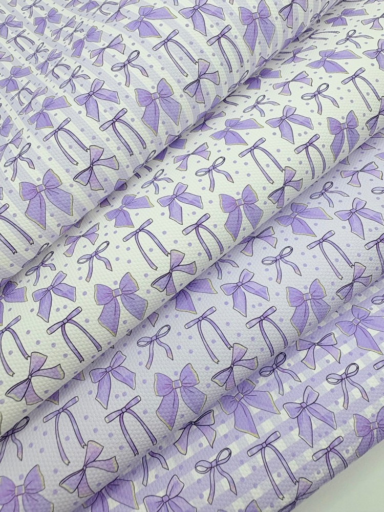 1356 - Lilac Coquette bows patterns printed canvas sheet