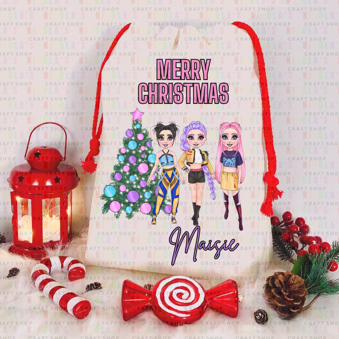 KPOP INSPIRED - Christmas Red drawstring Sacks personalised