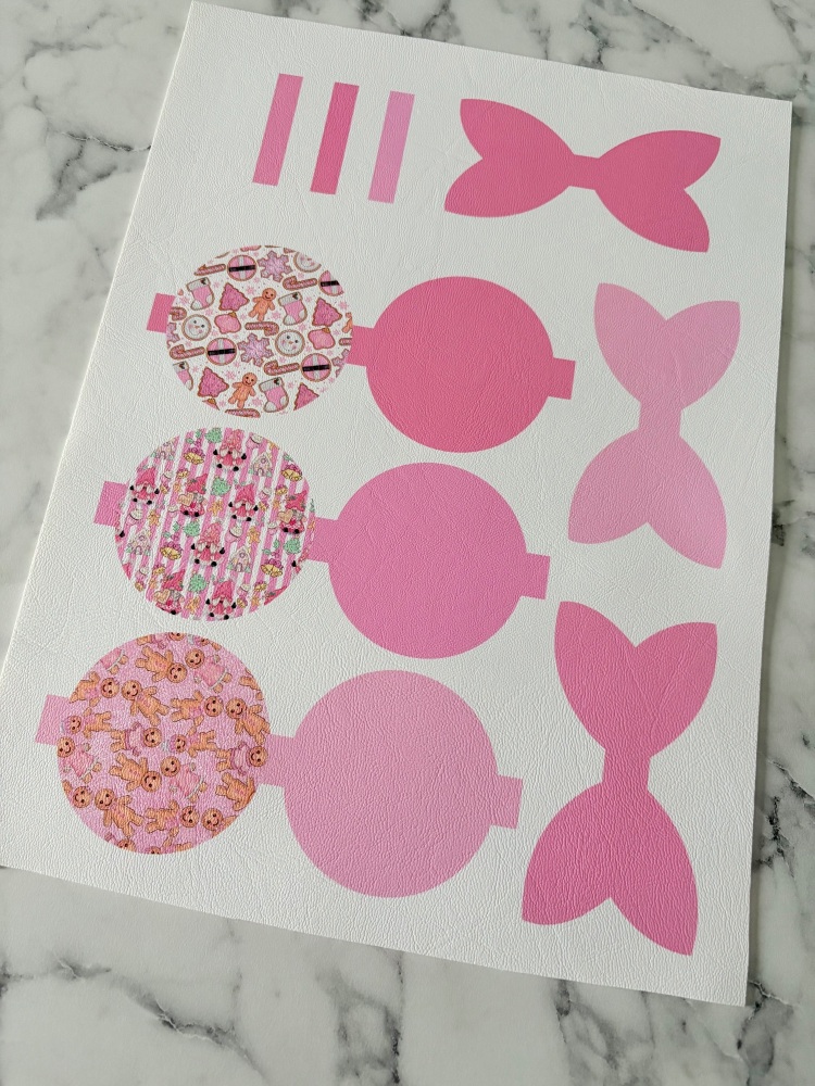 Pink Christmas Cut n make printed leather sheet
