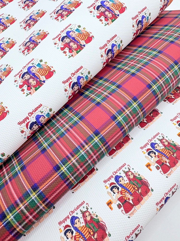 K pop Christmas tartan printed canvas fiver friday bundle