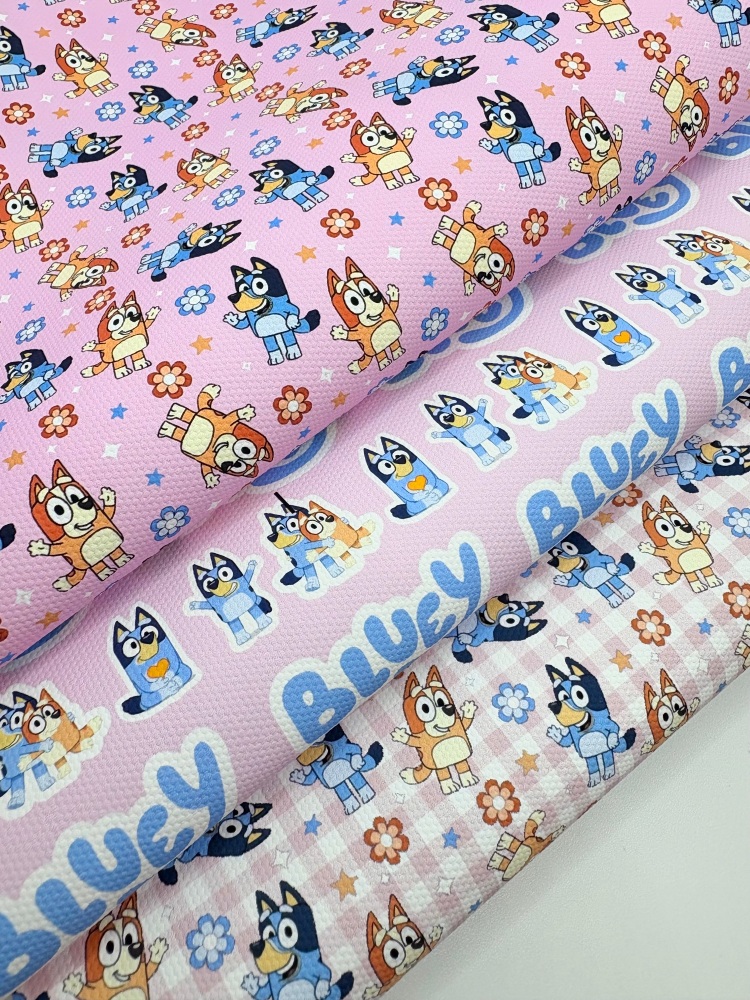 Pink bluey flora plaid printed canvas fiver friday bundle