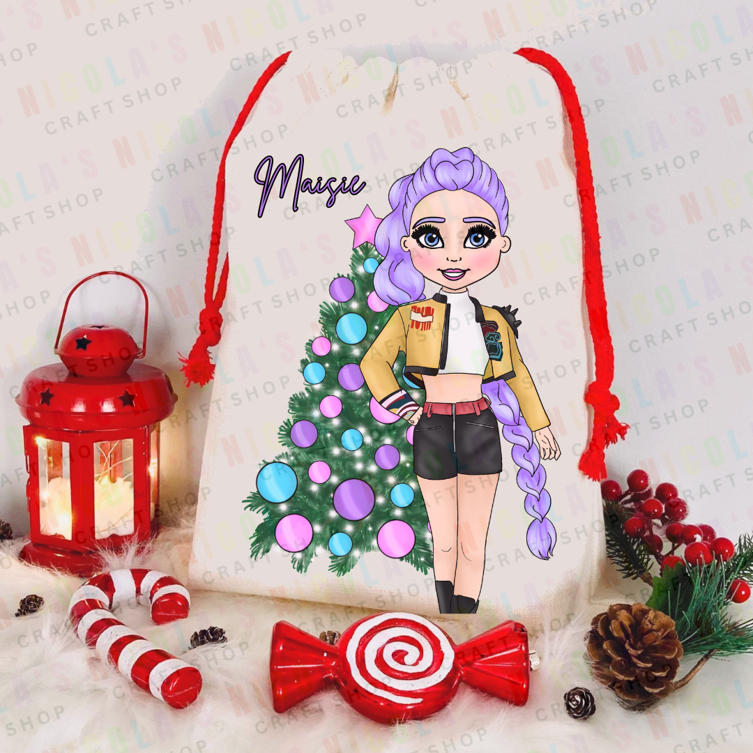 KPOP RUMI - Christmas Red drawstring Sacks personalised