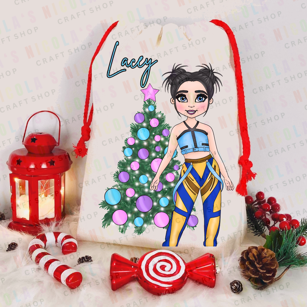 KPOP ZOEY - Christmas Red drawstring Sacks personalised