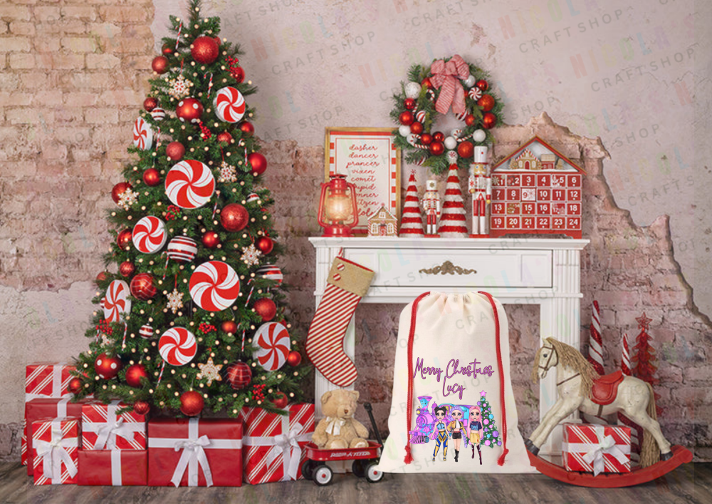 K POP Christmas XL Red drawstring Sacks personalised