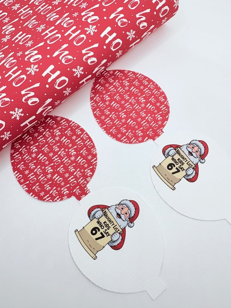 Naughty list kids who say 67 six seven pre cut printed bow loop