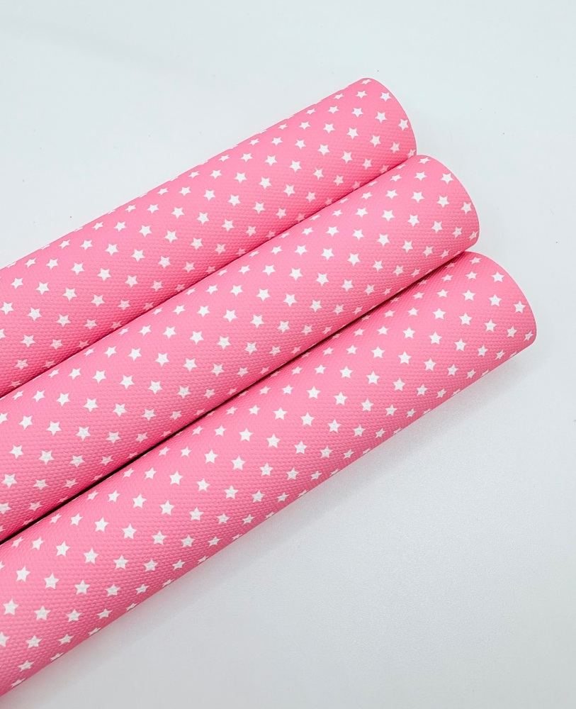 1381 - Pretty pink star stars printed canvas sheet