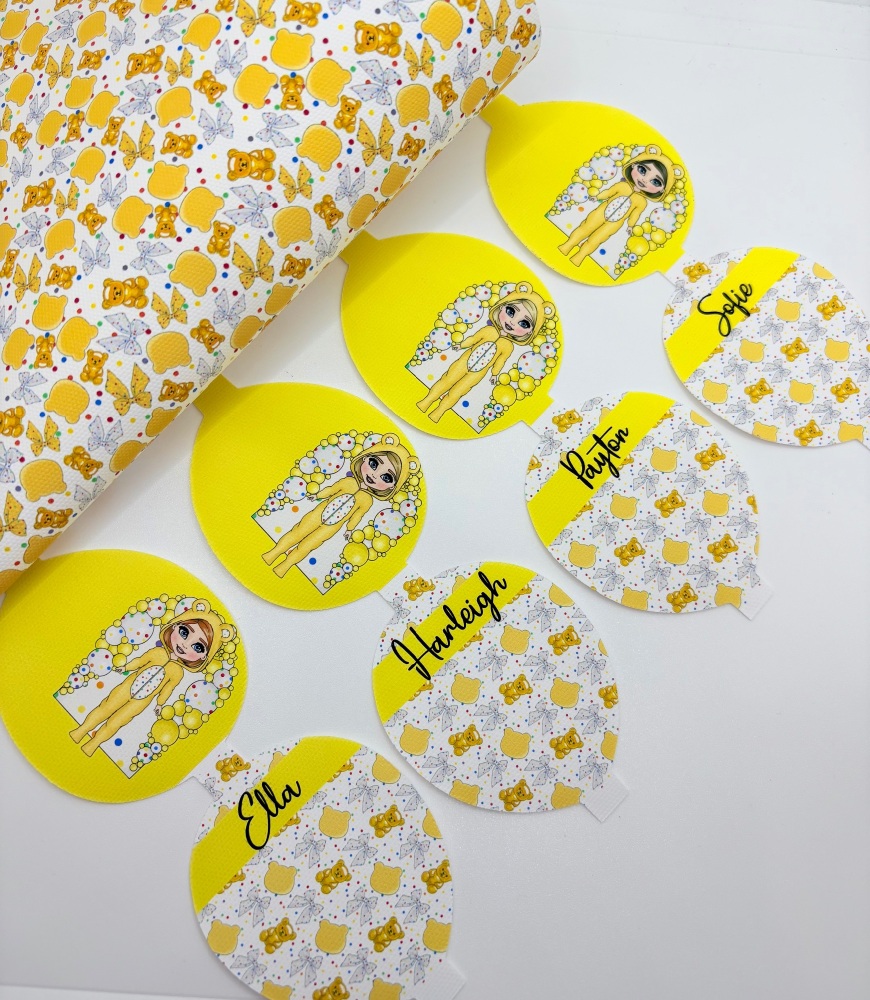 Pudsey onesie balloon girl pre cut printed bow loop