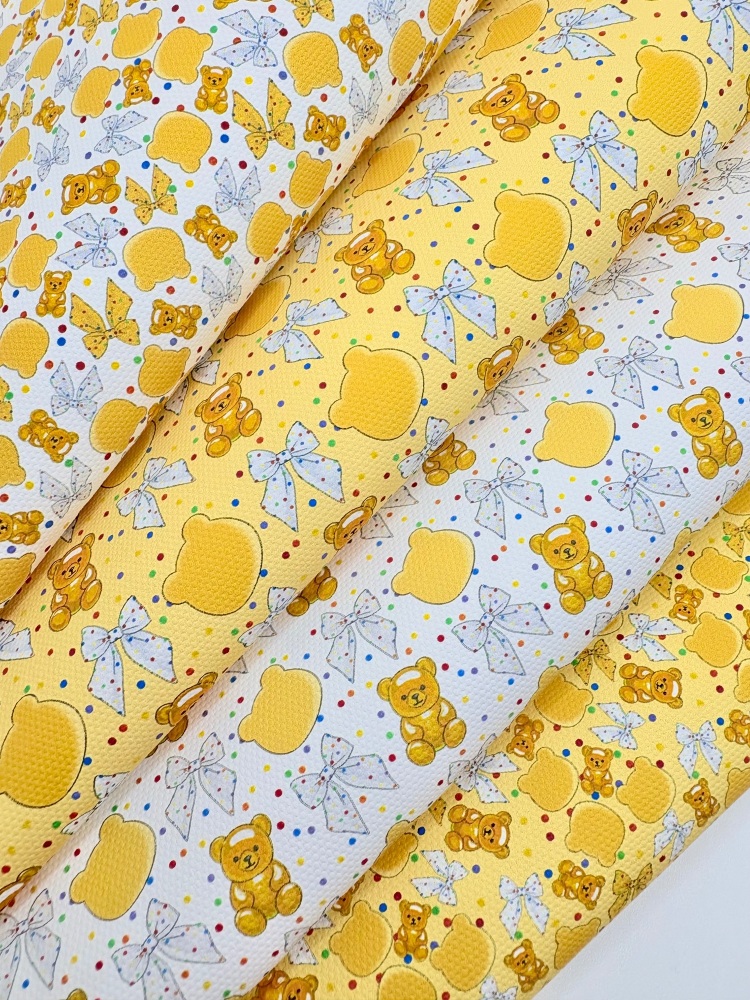 1356 - Children in need inspired bear patterns printed canvas sheet