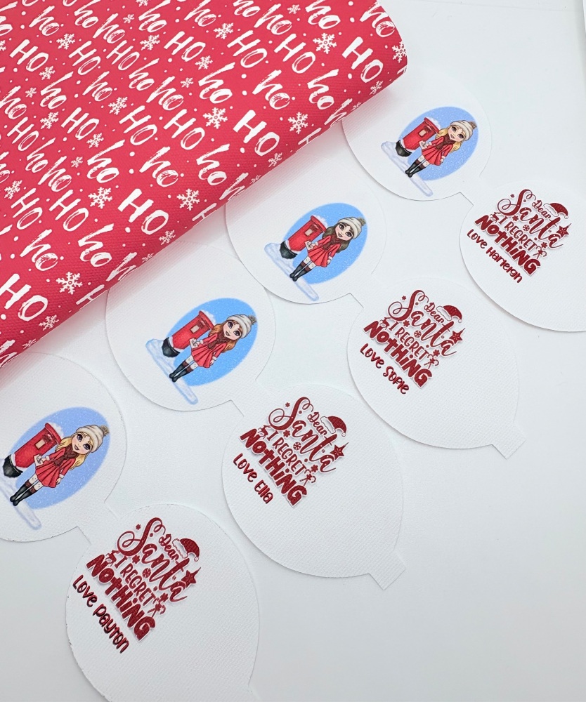 Santa i regret nothing letter christmas pre cut printed bow loop