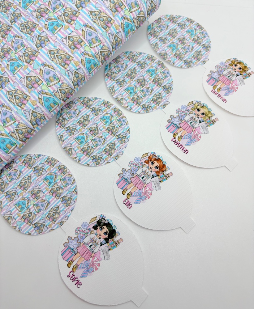 Christmas pastel nutcracker girl pre cut printed bow loop