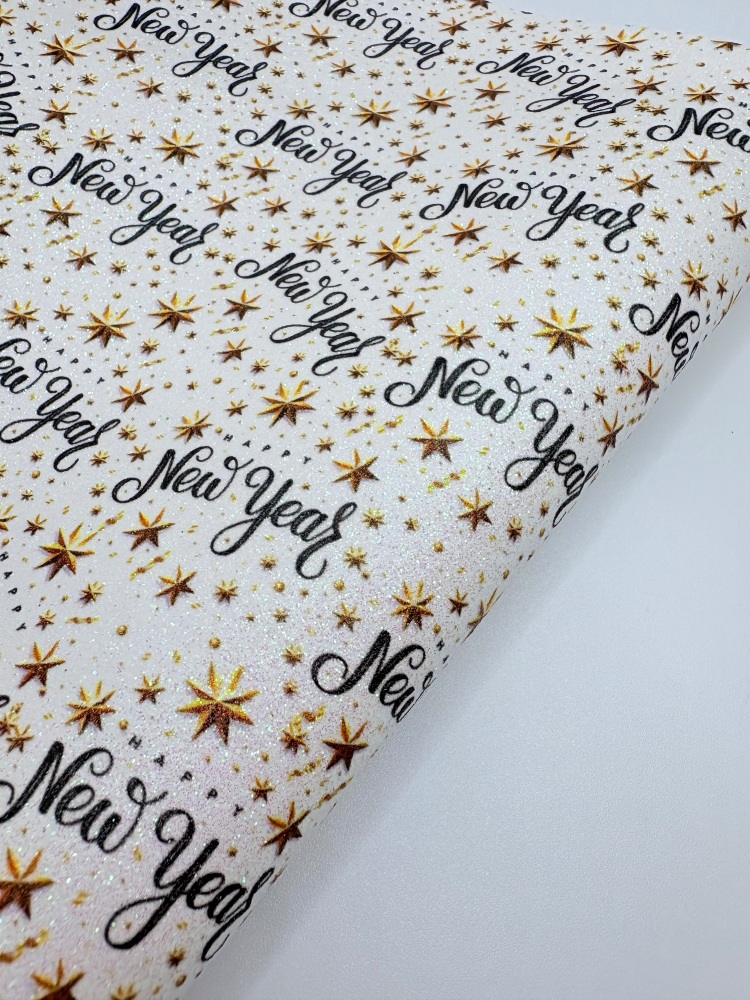 New year white mix printed fine glitter