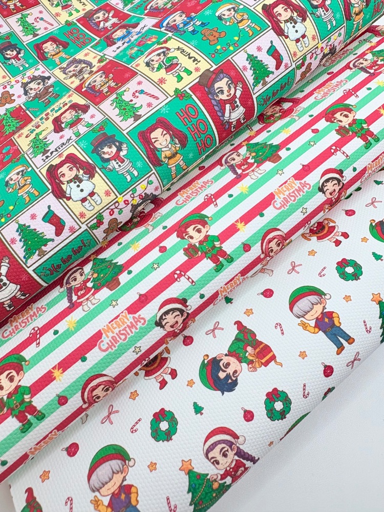 Christmas red and green k pop printed canvas fiver friday bundle