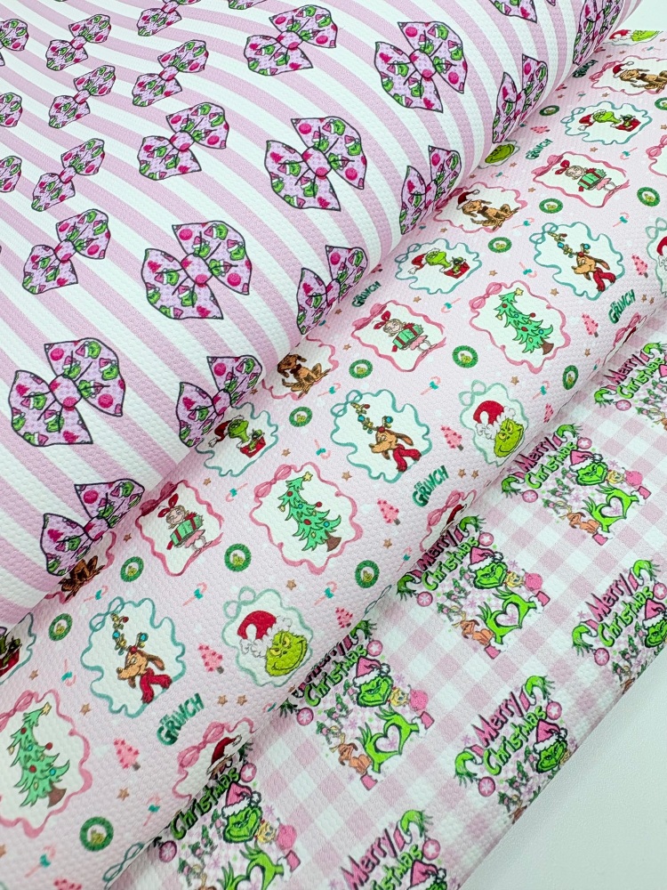 Pink stripe plaid green grinch Christmas printed canvas fiver friday bundle