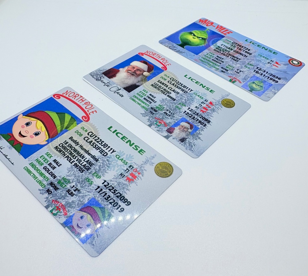 Single sided Christmas Santa - Elf - Grinch Licence card