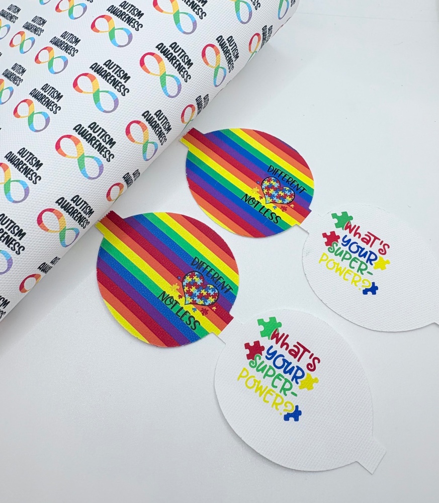 Autism Rainbow stripe Different not less what’s your super power bow loop pre cut