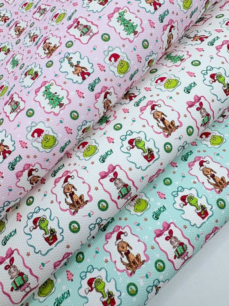 1623 - Grinchmas colourful collage printed canvas fabric sheet