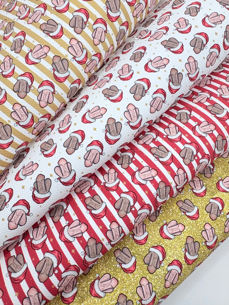 1759  - ADULT RUDE jingle balls Christmas williesprint printed canvas fabric sheet