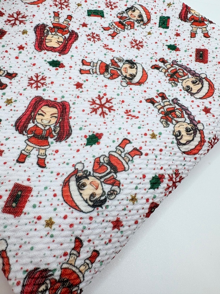 KPOP Santa girls christmas Printed Bullet Fabric