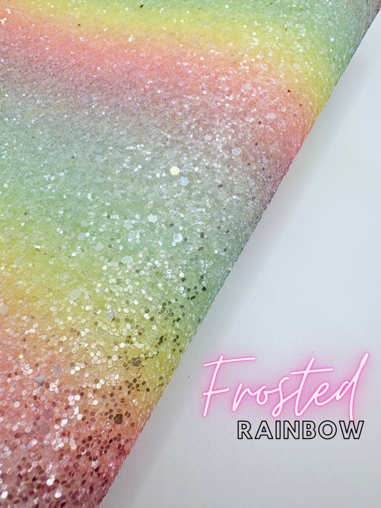 FROSTED Pastel Rainbow chunky glitter fabric