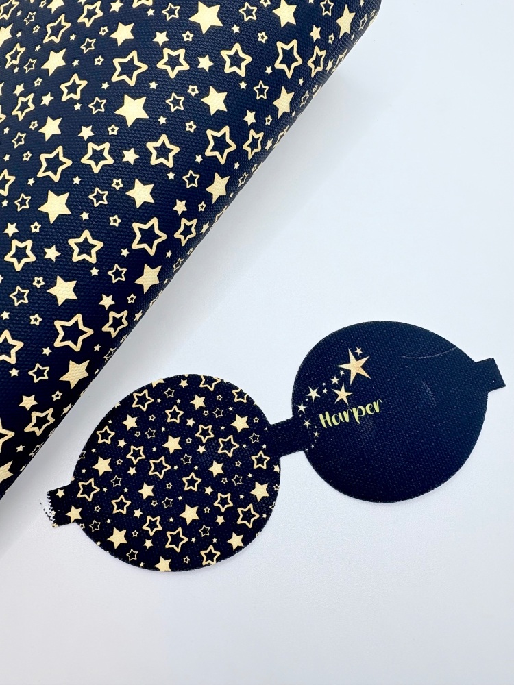 New year inspired golden star printed pre cut bow loop