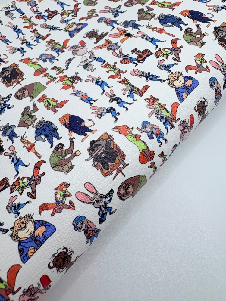 1759  - Zootopia cartoon collage print printed canvas fabric sheet