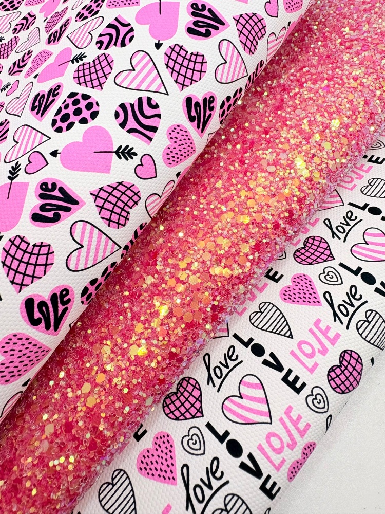 Pink frosted love valentine printed canvas fiver friday bundle