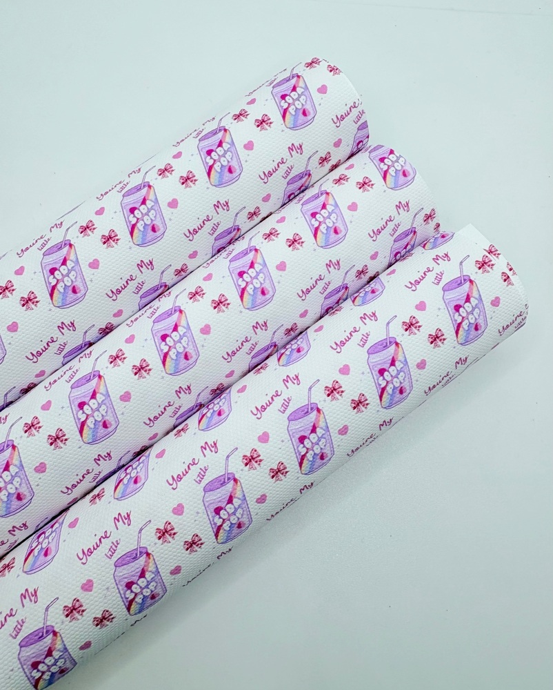 1368 - Your my little soda pop valentine inspired K pop inspired pink printed canvas