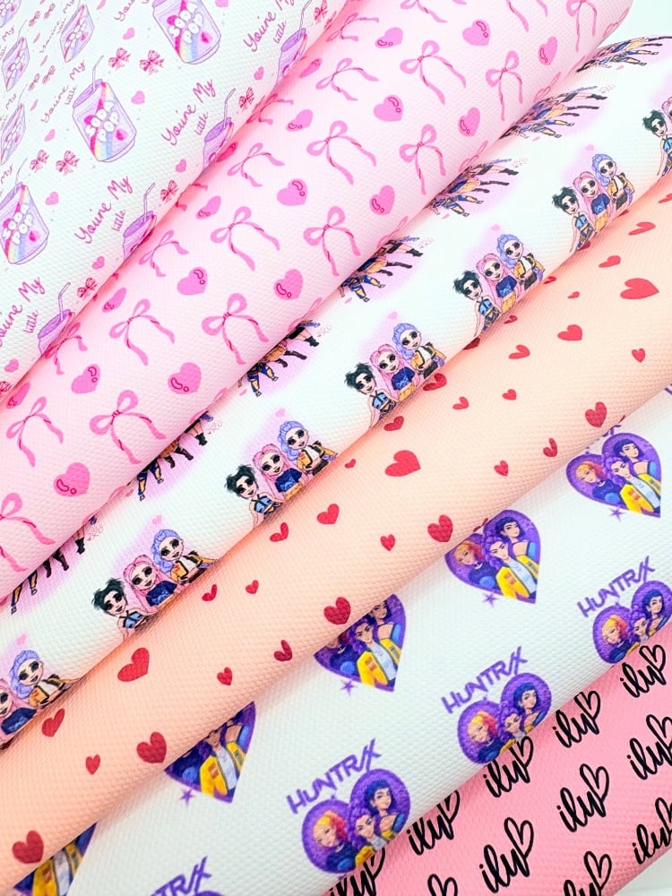 Valentine k pop soda pop pink Printed canvas Fabric Tenner Tuesday Offer