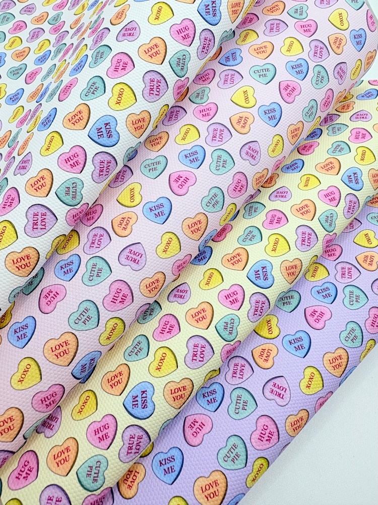 1759  - Valentine Candy love heart sweet printed canvas fabric sheet
