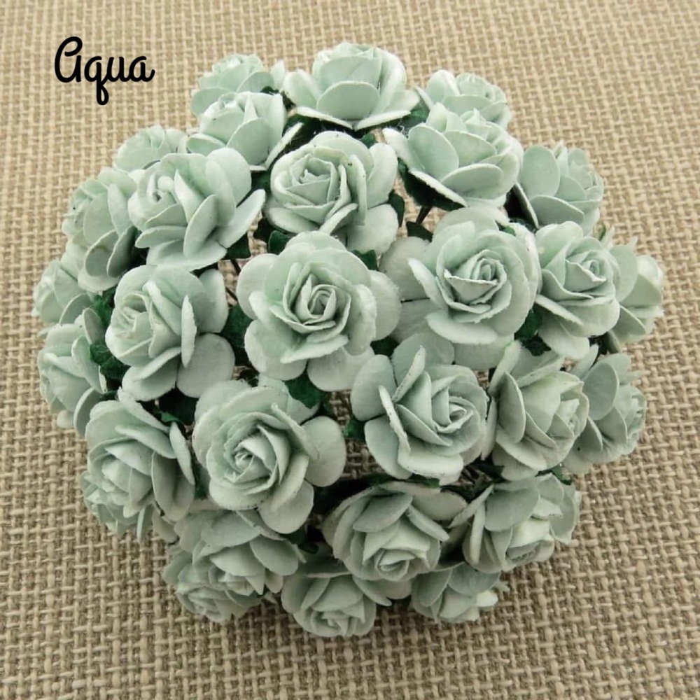 Aqua - Mulberry Paper Flower Bundle