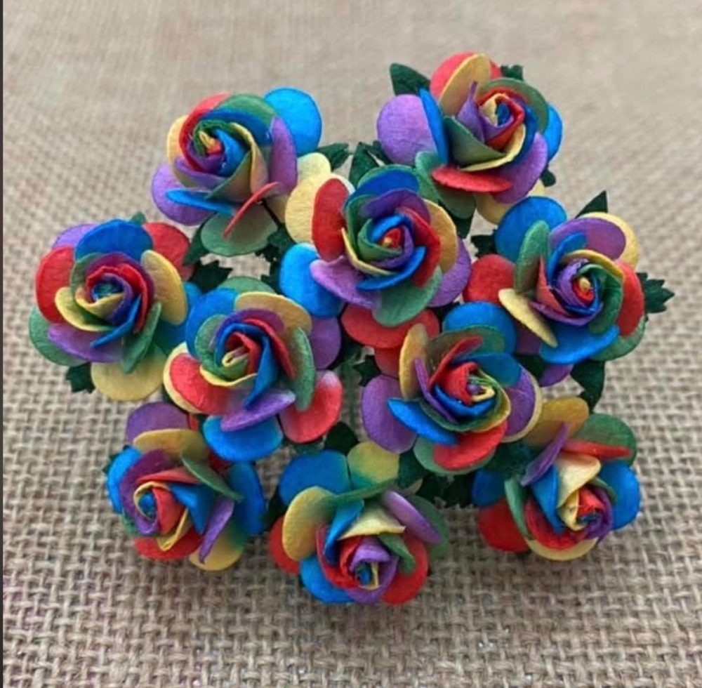 2 Tone Rainbow  - Mulberry Paper Flower Bundle