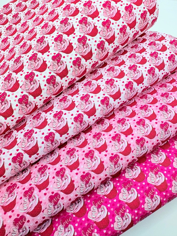 1759  - Valentine Cupcakes printed canvas fabric sheet