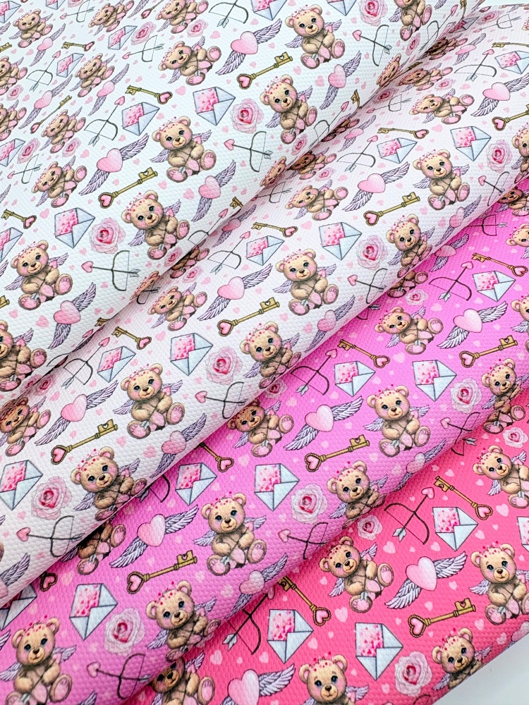 1759  - Valentine Teddy Bear Cupid printed canvas fabric sheet