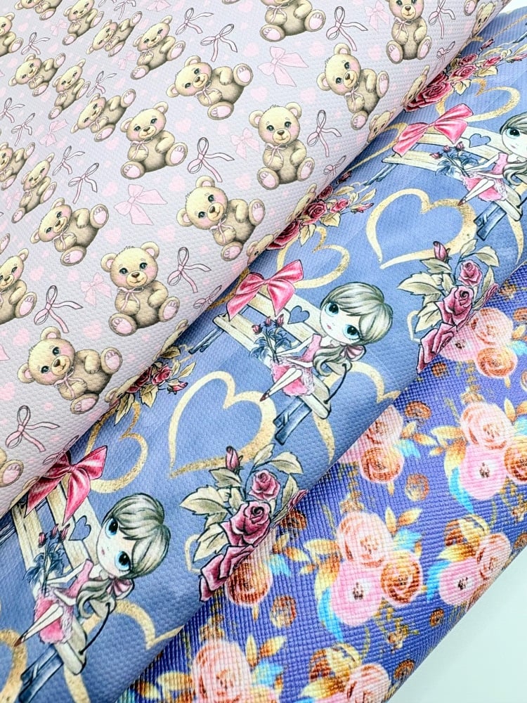 Loveable Grey teddy bear printed canvas fiver friday bundle