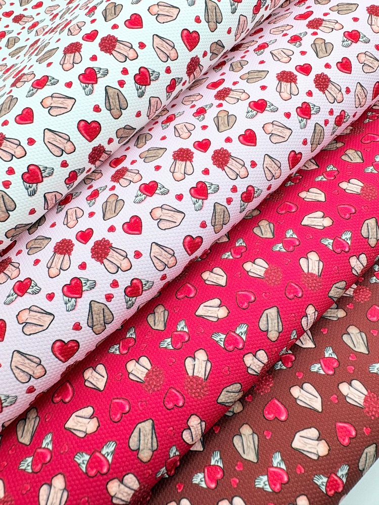 1759  - Love Your penis valentine printed canvas fabric sheet