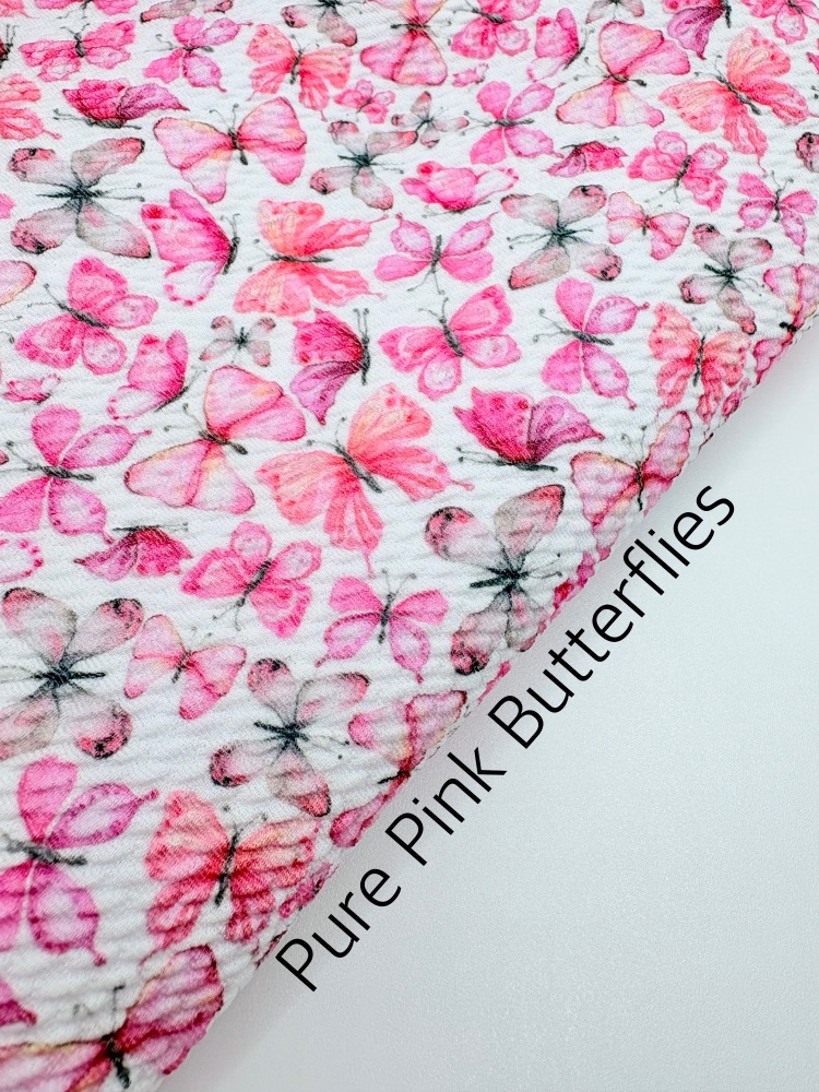 Pure Pink Butterflies Patterned Bullet Fabric