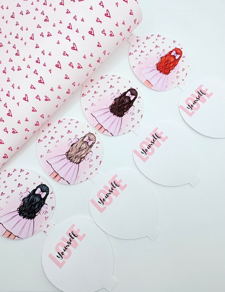 Backwards Girl - Pink Valentine Dress printed pre cut bow loop