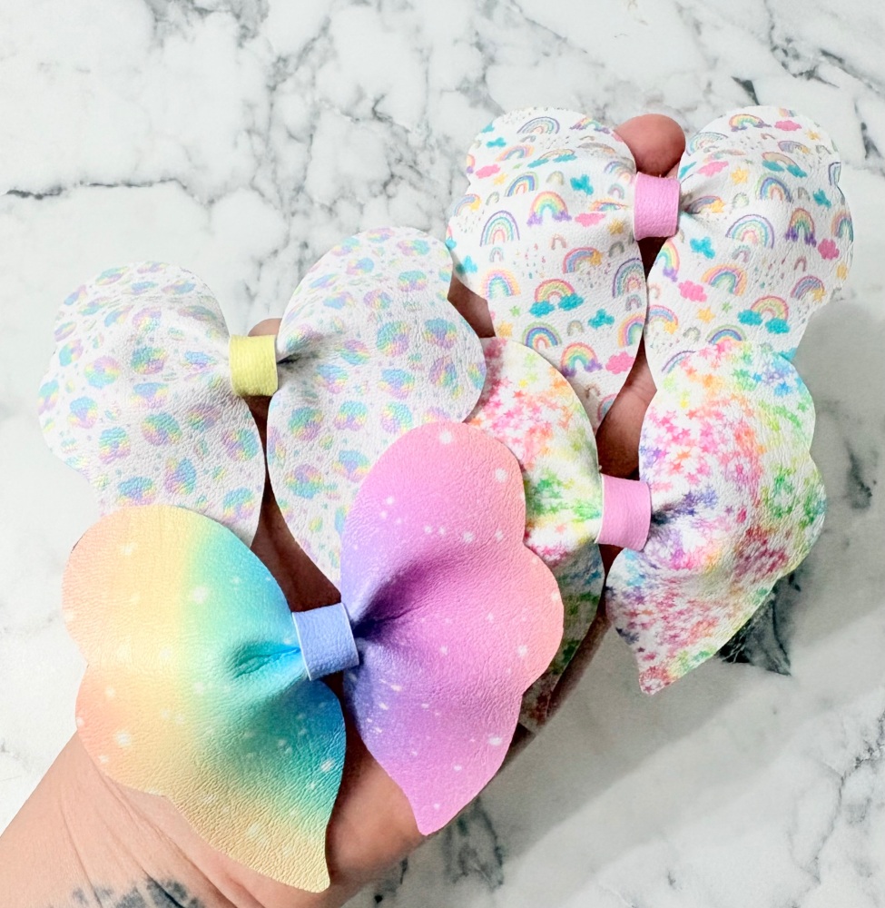 Rainbow Butterfly Pinch Bow Cut n Pinch printed leather sheet