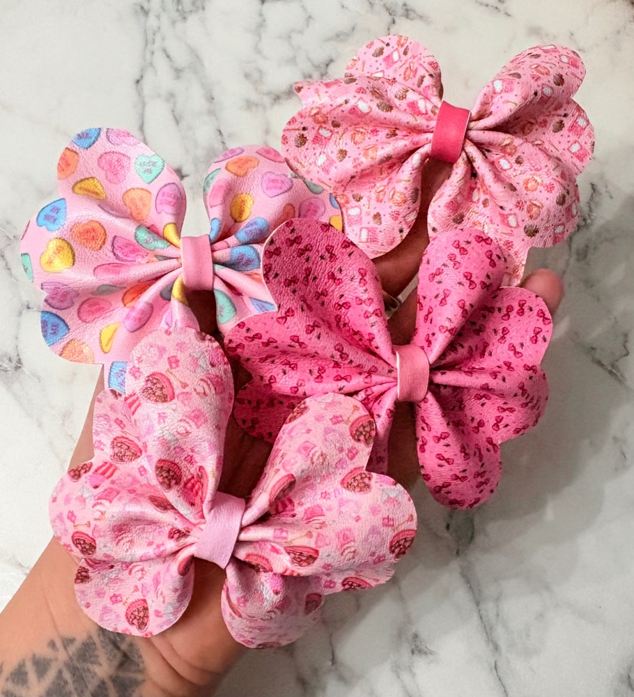 Valentine collage theme Pinch Bow Cut n Pinch printed leather sheet