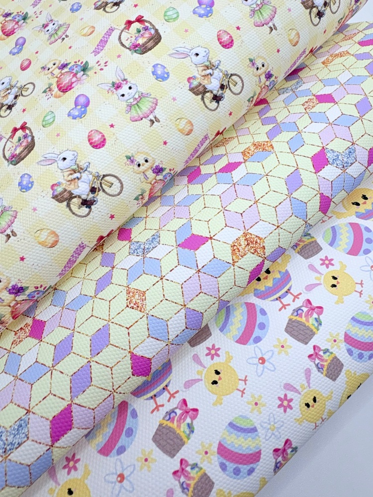 Yellow easter chick geo pattern Fabric Friday Bundle
