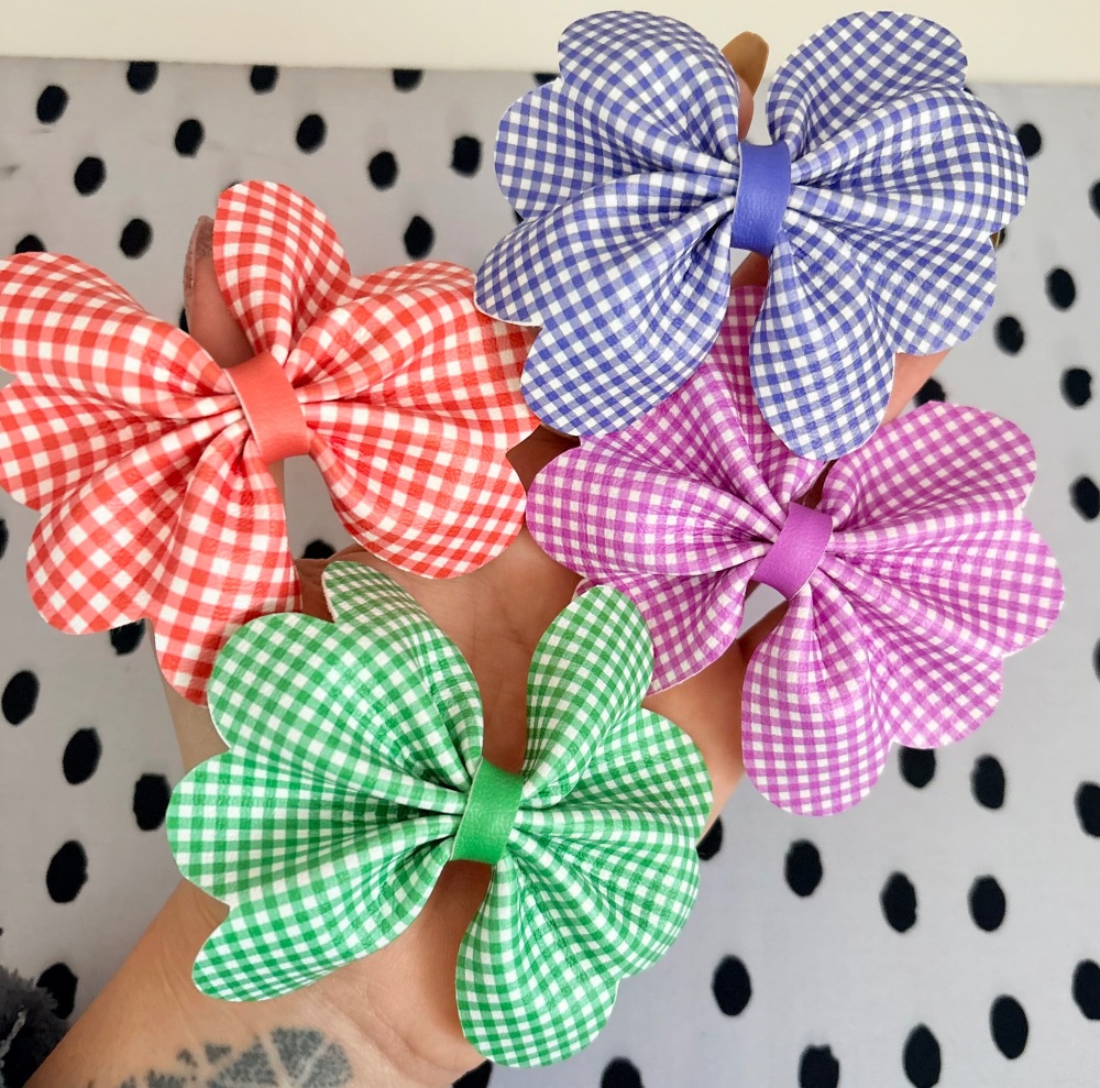 School Gingham Edition Pinch Bow Cut n Pinch printed leather sheet