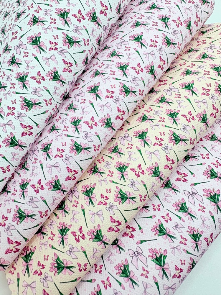 1759  - Tulip and butterflies printed canvas fabric sheet