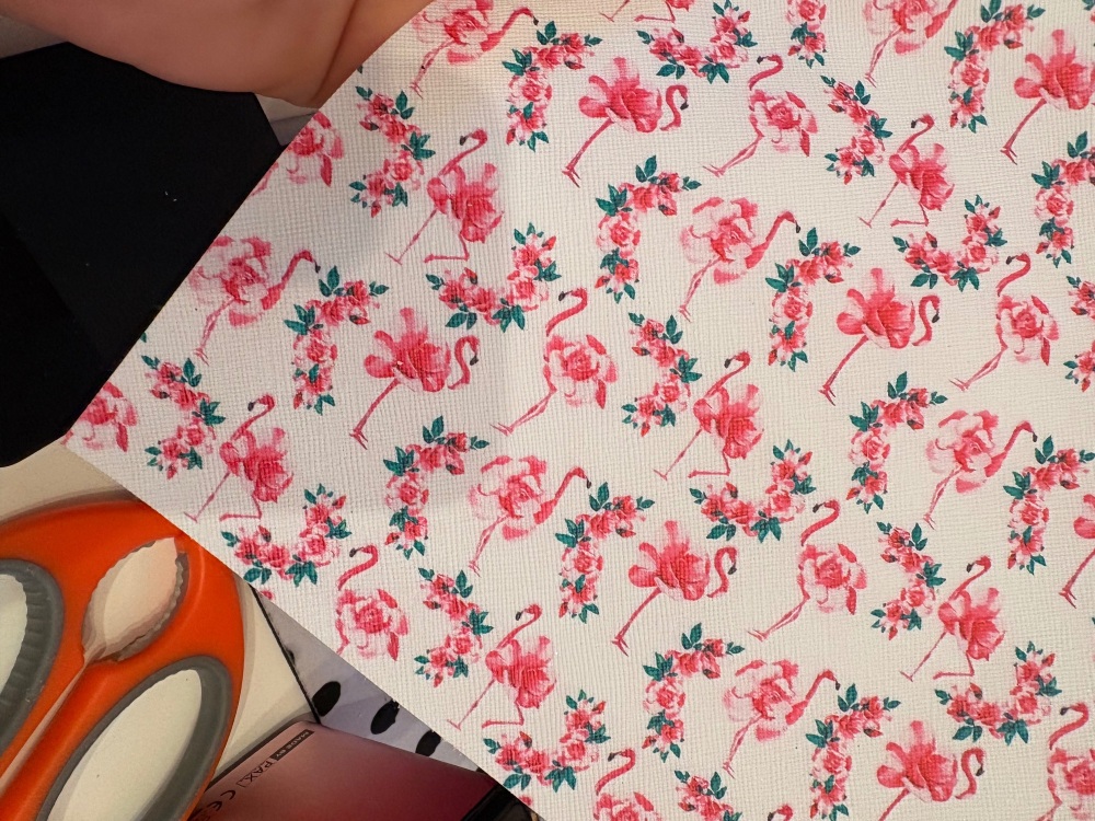 CLEARANCE - PINK FLORAL FLAMINGO  PRINTED LEATHERETTE