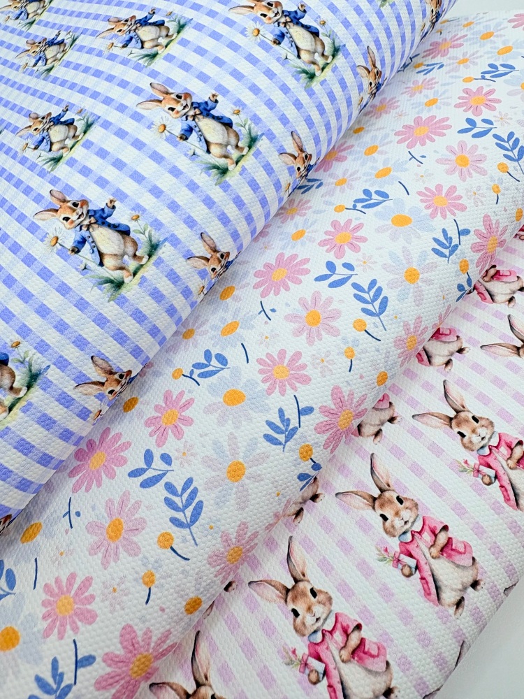 Pastel Gingham Easter Bunnies Fabric Friday Bundle