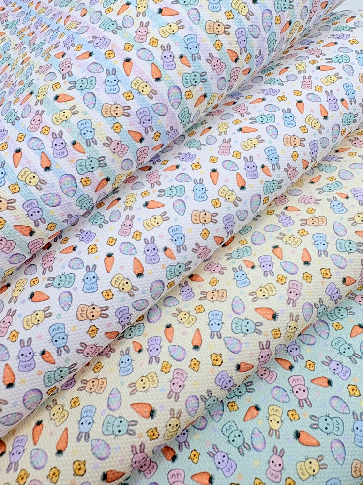 1759  - Spring Easter candy bunnies printed canvas fabric sheet